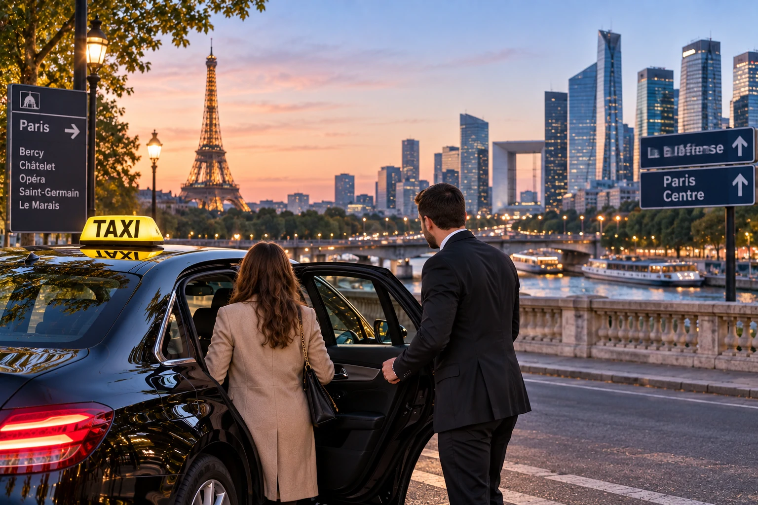 Transfert parisien au coucher du soleil